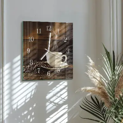 Decoratieve glazen klok vierkant Koffie