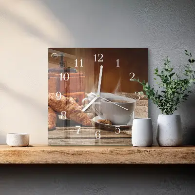 Moderne wandklok glas vierkant Koffiemolen