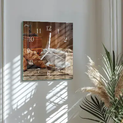 Moderne wandklok glas vierkant Koffiemolen
