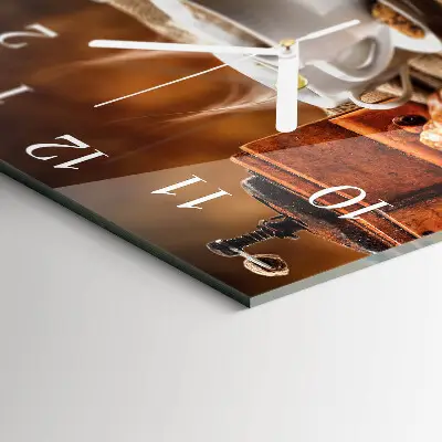Moderne wandklok glas vierkant Koffiemolen