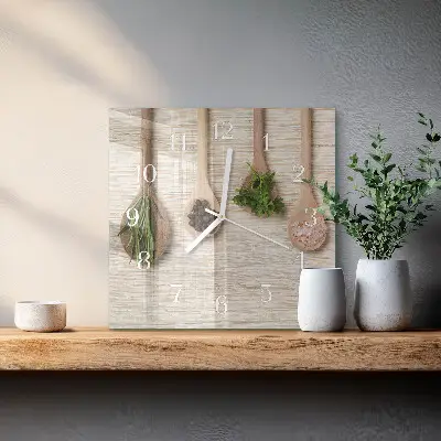 Decoratieve glazen klok vierkant Houten lepel
