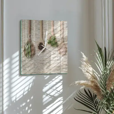 Decoratieve glazen klok vierkant Houten lepel