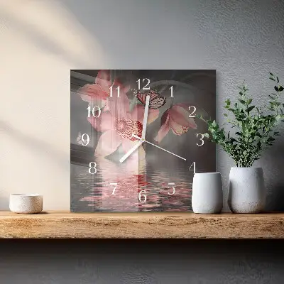 Decoratieve glazen klok vierkant Orchidee