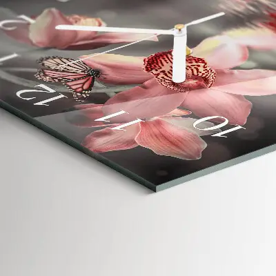 Decoratieve glazen klok vierkant Orchidee