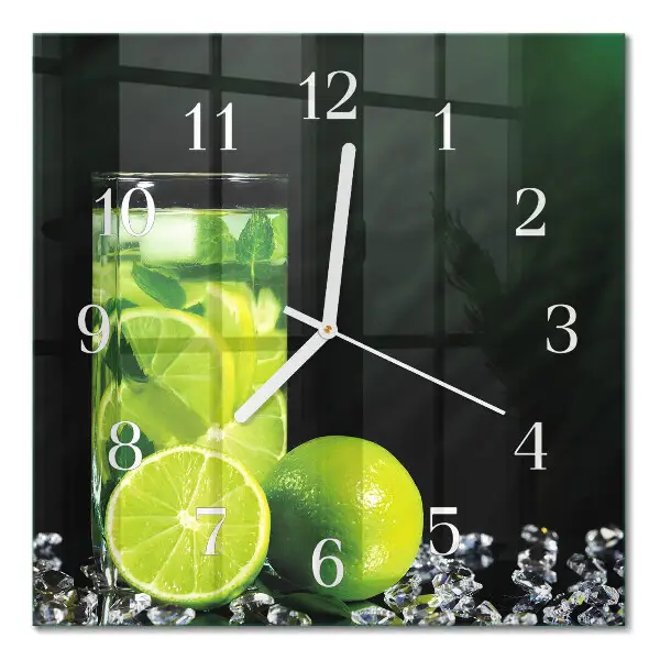 Moderne wandklok glas vierkant Calciumcarbonaat
