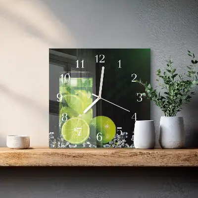 Moderne wandklok glas vierkant Calciumcarbonaat