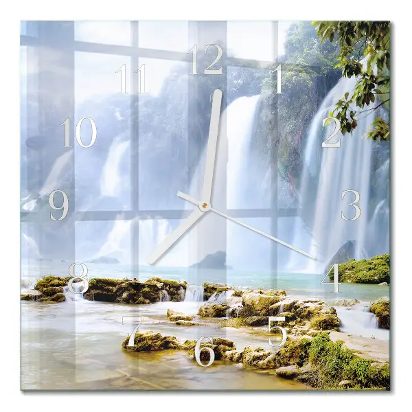 Moderne wandklok glas vierkant Waterval