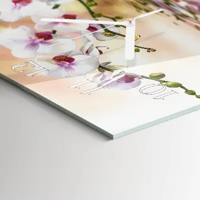 Moderne wandklok glas vierkant Orchidee
