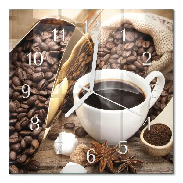 Vierkante glas klok Koffie