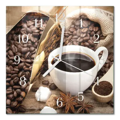Vierkante glas klok Koffie