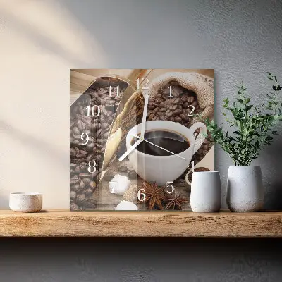 Vierkante glas klok Koffie