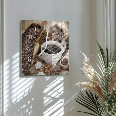 Vierkante glas klok Koffie