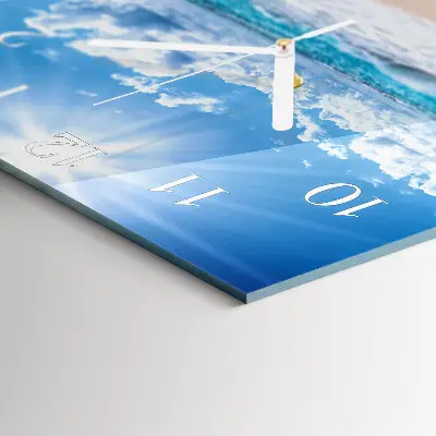 Vierkante glazen wandklok Zee