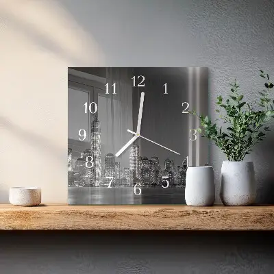 Moderne wandklok glas vierkant Horizon