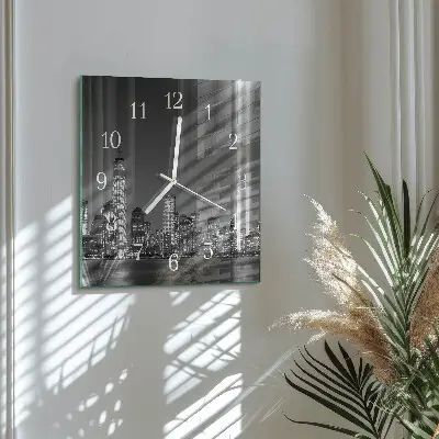 Moderne wandklok glas vierkant Horizon