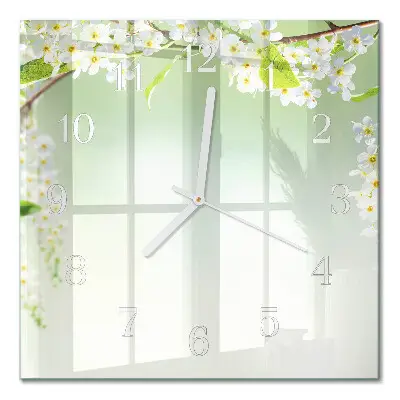 Moderne wandklok glas vierkant Lente