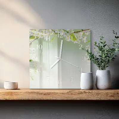 Moderne wandklok glas vierkant Lente