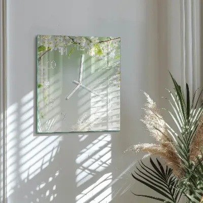 Moderne wandklok glas vierkant Lente