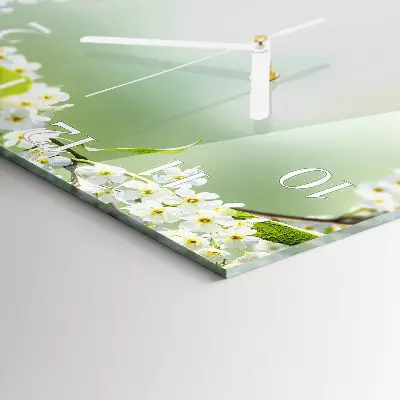Moderne wandklok glas vierkant Lente