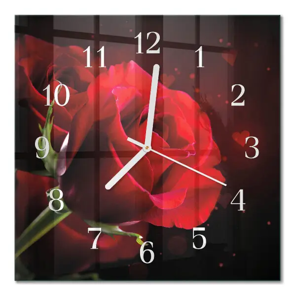 Moderne wandklok glas vierkant Rozen