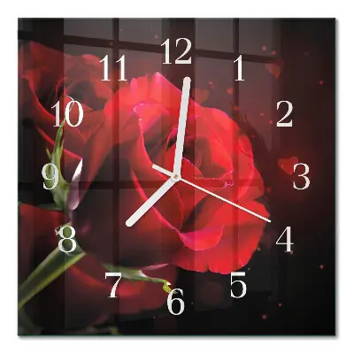 Moderne wandklok glas vierkant Rozen