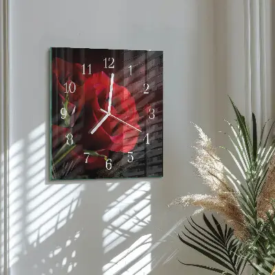 Moderne wandklok glas vierkant Rozen