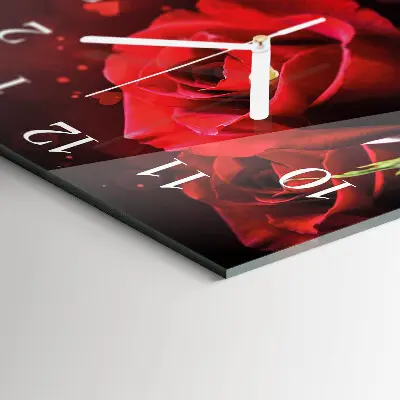 Moderne wandklok glas vierkant Rozen