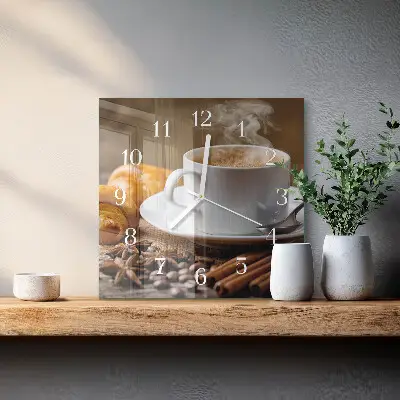 Vierkante glazen wandklok Kaneel anijs