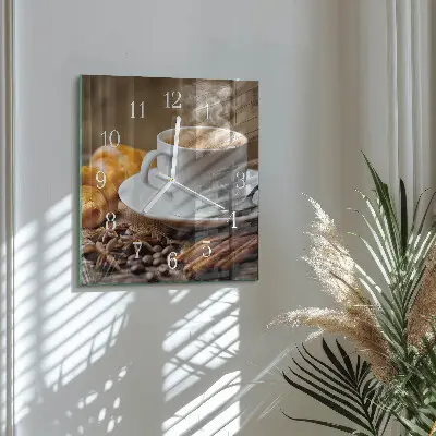 Vierkante glazen wandklok Kaneel anijs
