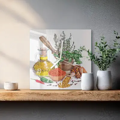 Moderne wandklok glas vierkant Specerijen
