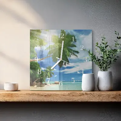 Vierkante glas klok Palmeiland
