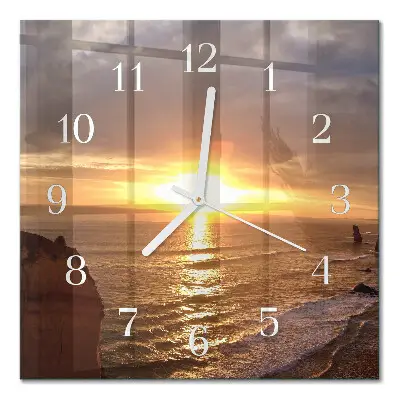 Moderne wandklok glas vierkant Zonsondergang