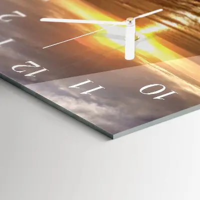 Moderne wandklok glas vierkant Zonsondergang