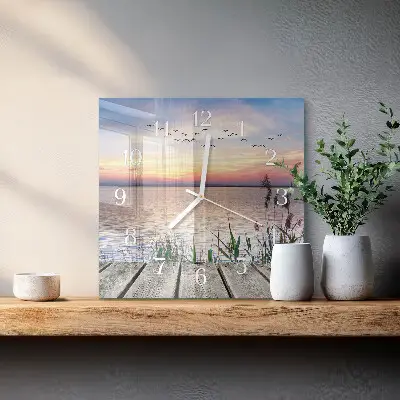 Decoratieve glazen klok vierkant Meer