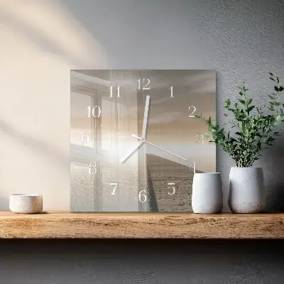 Vierkante glazen wandklok Pier