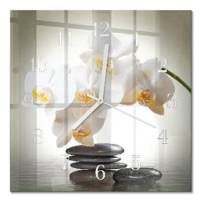 Decoratieve glazen klok vierkant Orchidee