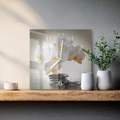 Decoratieve glazen klok vierkant Orchidee
