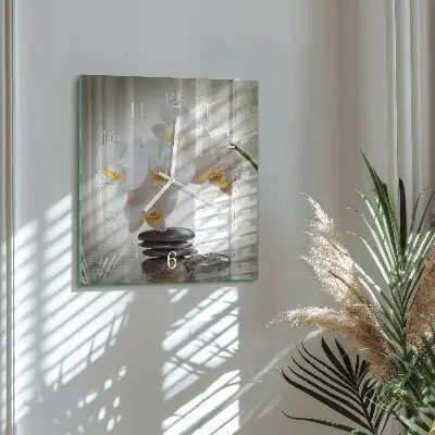 Decoratieve glazen klok vierkant Orchidee