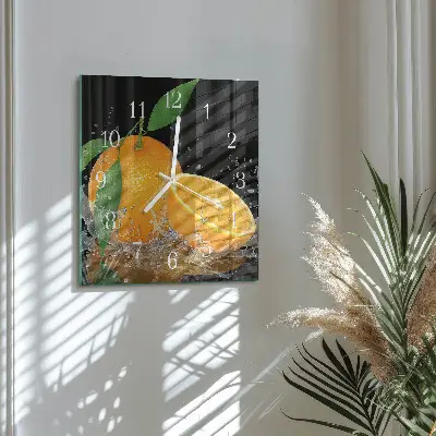 Vierkante glazen klok Sinaasappels