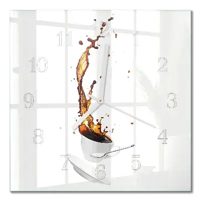Moderne wandklok glas vierkant Koffie