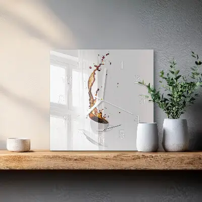 Moderne wandklok glas vierkant Koffie
