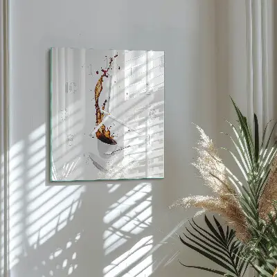 Moderne wandklok glas vierkant Koffie