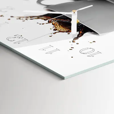 Vierkante glazen wandklok Koffie