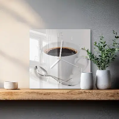 Vierkante glas klok Koffie