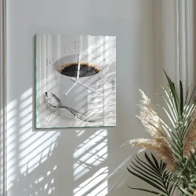 Vierkante glas klok Koffie