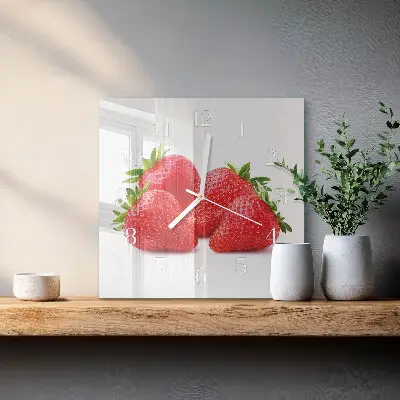 Vierkante glas klok Aardbeien