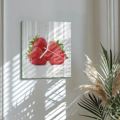 Vierkante glas klok Aardbeien