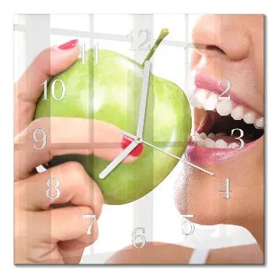 Moderne wandklok glas vierkant Appel