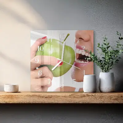 Moderne wandklok glas vierkant Appel