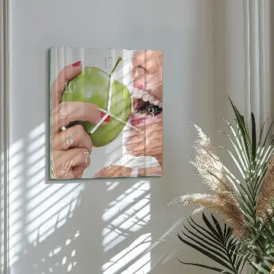 Moderne wandklok glas vierkant Appel